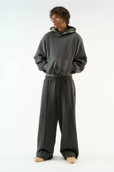 Mélange Hoodie with Printed Trim