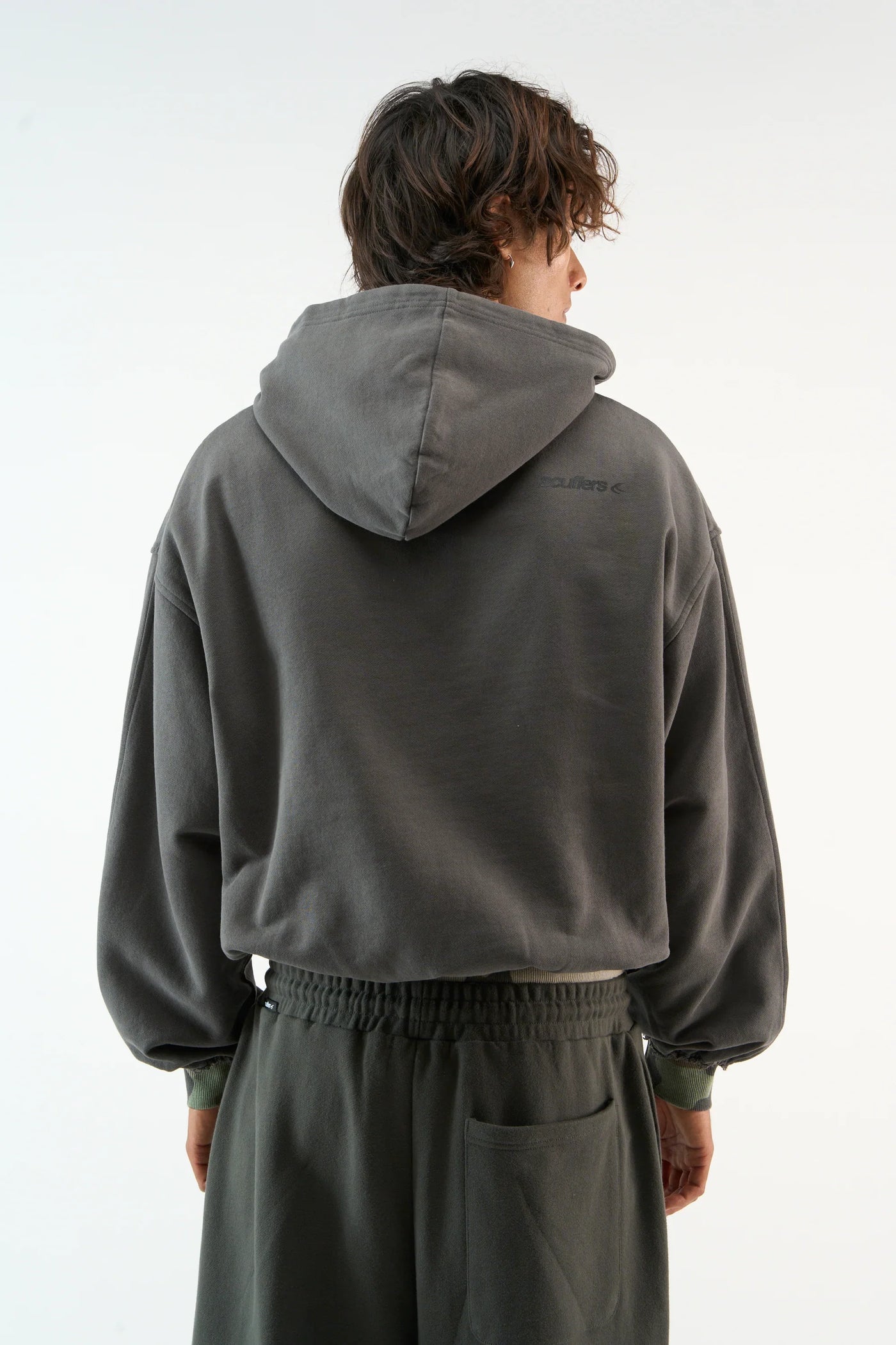 Mélange Hoodie with Printed Trim