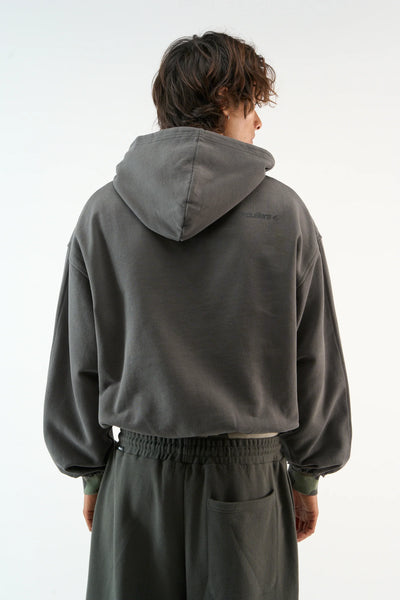 Mélange Hoodie with Printed Trim