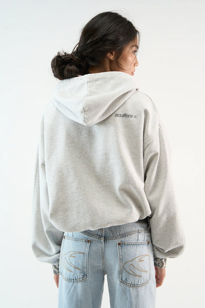 Mélange Hoodie with Printed Trim