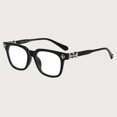 Chrome Crystal Unisex Glasses – Premium Acetate Frame with Metal Detailing