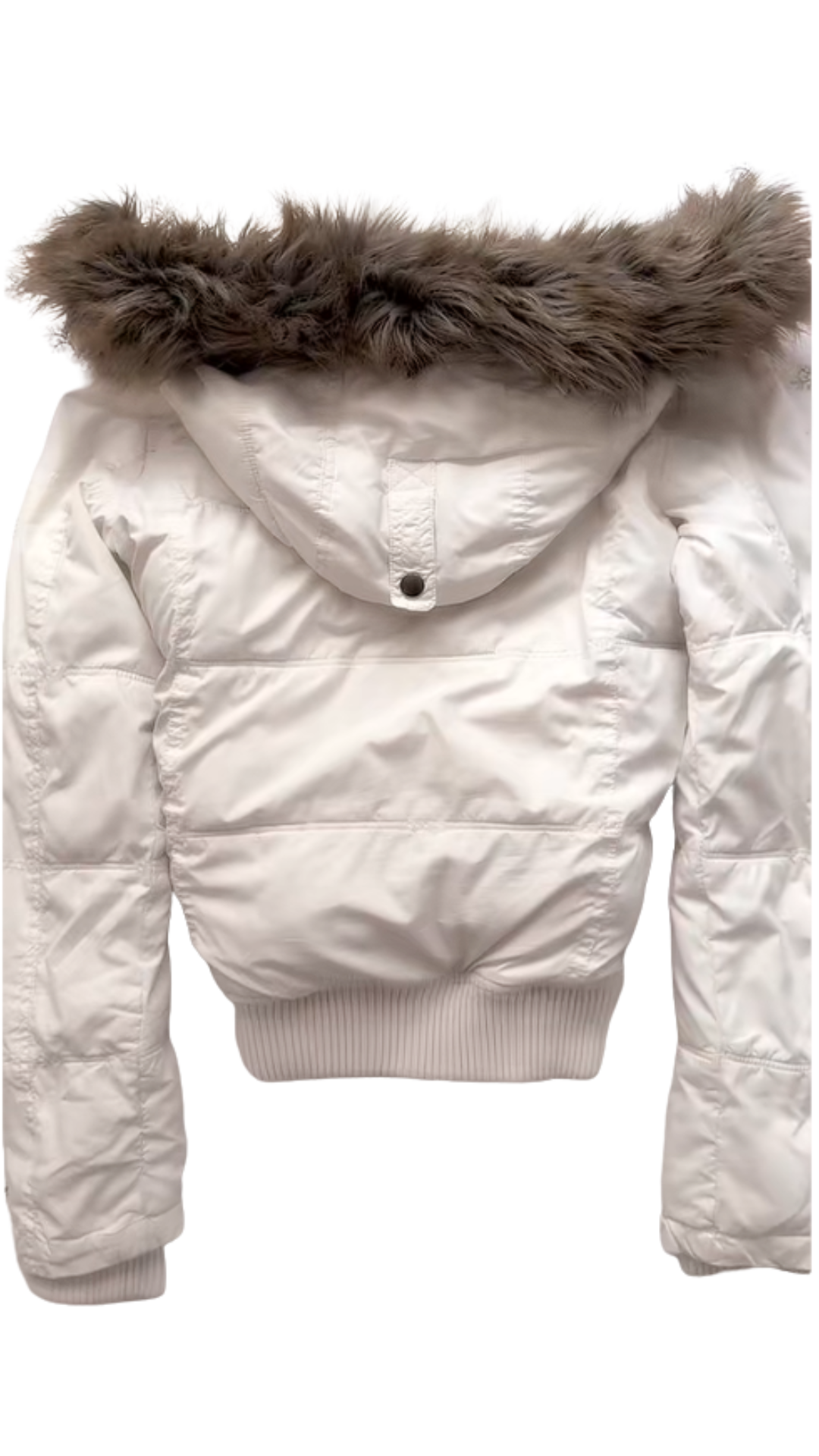 Arctic Luxe Women’s Puffer Jacket with Faux Fur Hood – Winter White