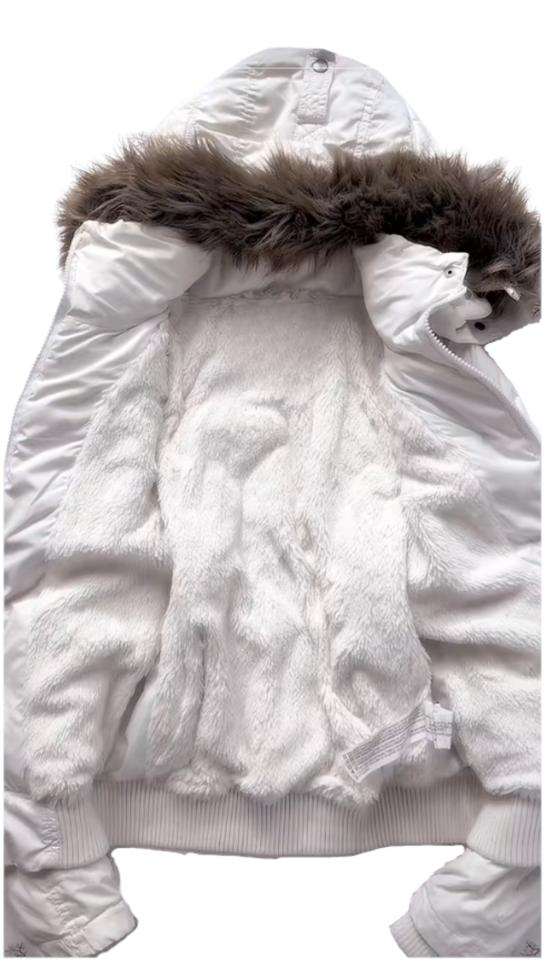 Arctic Luxe Women’s Puffer Jacket with Faux Fur Hood – Winter White