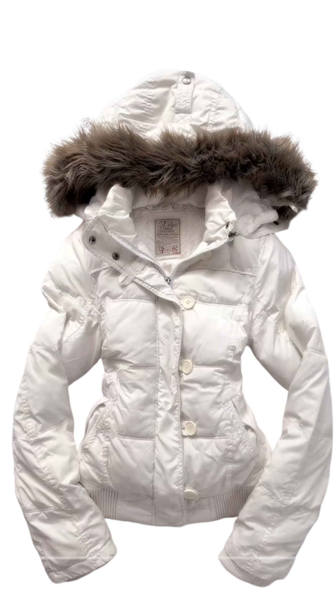 Arctic Luxe Women’s Puffer Jacket with Faux Fur Hood – Winter White