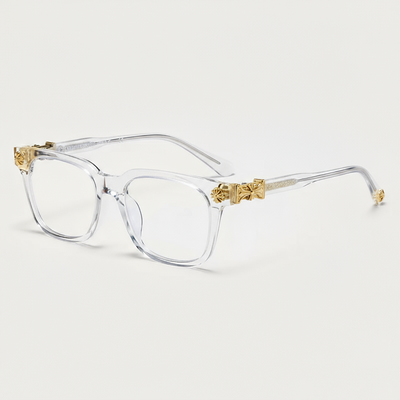 Chrome Crystal Unisex Glasses – Premium Acetate Frame with Metal Detailing