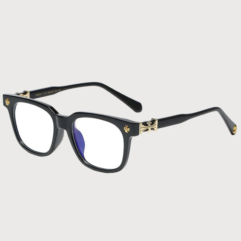 Chrome Crystal Unisex Glasses – Premium Acetate Frame with Metal Detailing