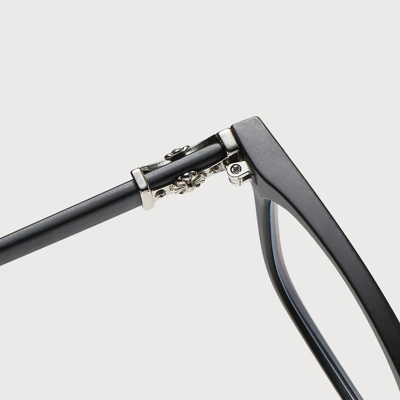 Chrome Crystal Unisex Glasses – Premium Acetate Frame with Metal Detailing