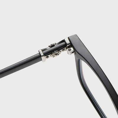 Chrome Crystal Unisex Glasses – Premium Acetate Frame with Metal Detailing