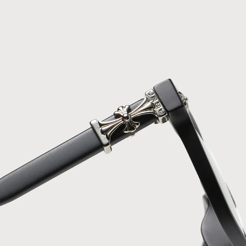 Chrome Crystal Unisex Glasses – Premium Acetate Frame with Metal Detailing