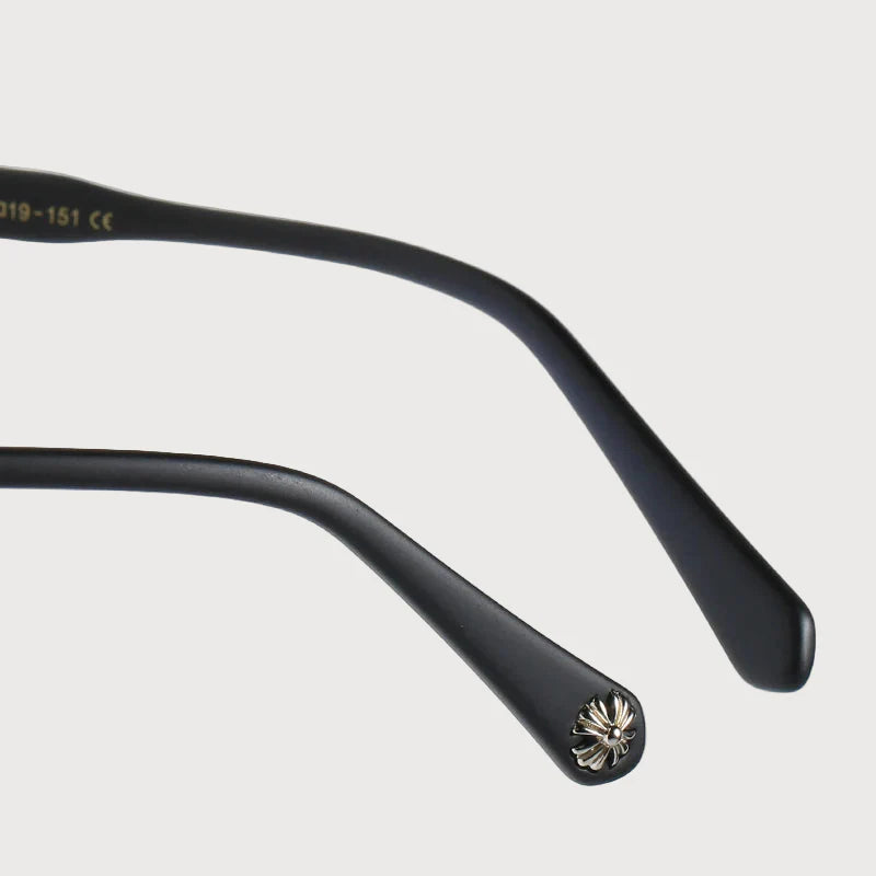 Chrome Crystal Unisex Glasses – Premium Acetate Frame with Metal Detailing