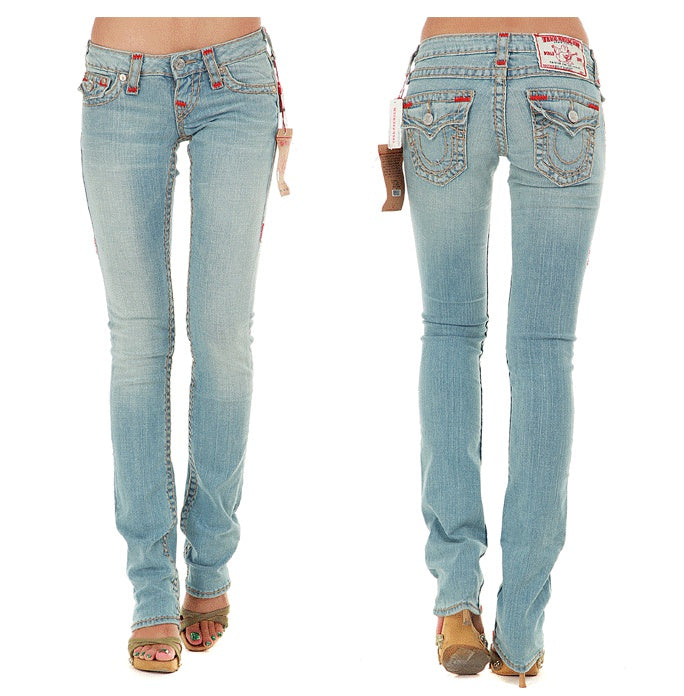 True Religion Women's Light Wash Low Rise Bootcut Jeans
